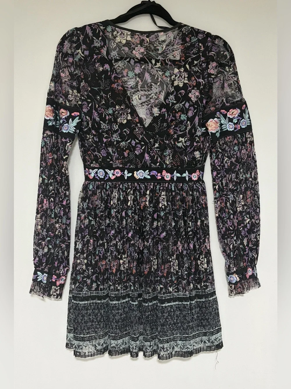 Free People Cherry Blossom Embroidered Lace Mini Dress Size 0